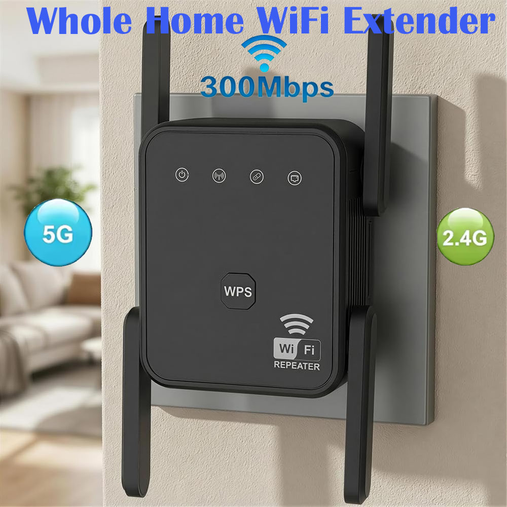 Home Security Outdoor - Nowy wzmacniacz WiFi 2026, 300Mbps, 2.4GHz,