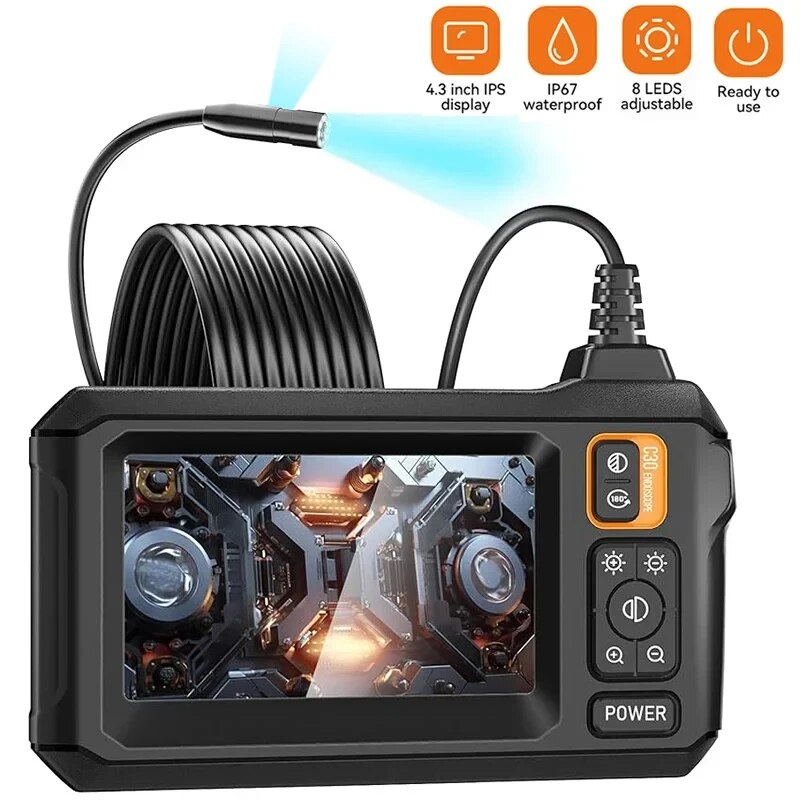 Home Security And Cameras - Przemysłowa kamera endoskopowa 8mm HD1080P 4,3-calowy