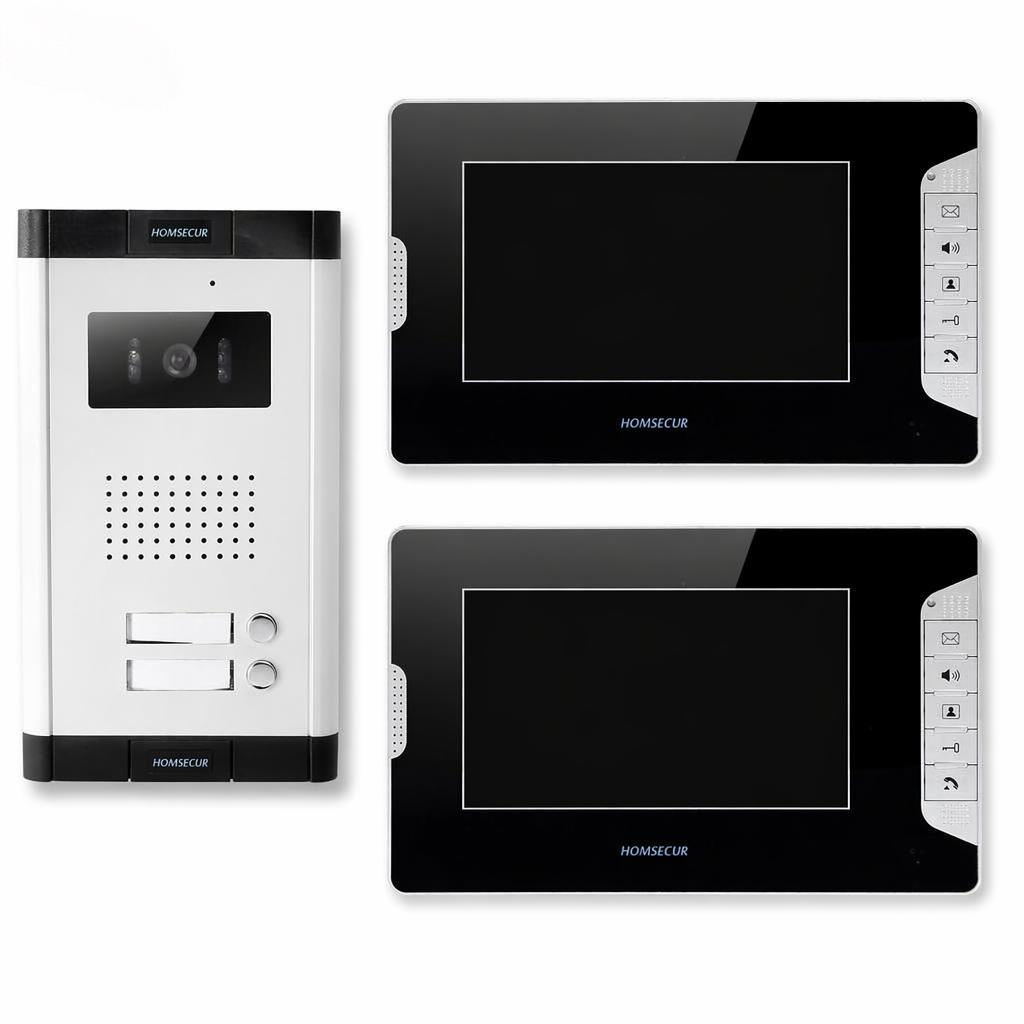 Home Security Lock System - 4-przewodowy 2-familowy wideodomofon z 7-calowym monitorem,