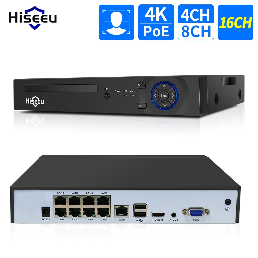 Home Security And Cameras - Hiseeu 4CH 10CH 16CH 4K 8MP