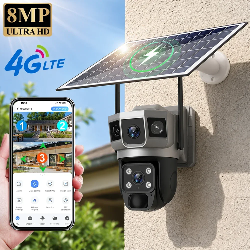 Home Security Ai - Kamera V380 4K z trzema ekranami,