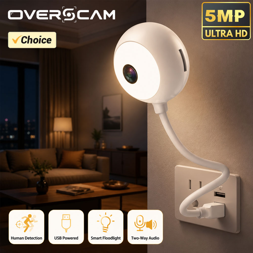 Home Security Flood Lights - Miniaturowa kamera IP 5MP WiFi USB