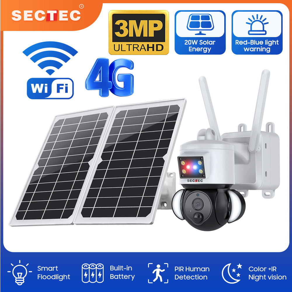Home Security Flood Lights - SECTEC 20W bateria słoneczna czerwony niebieski
