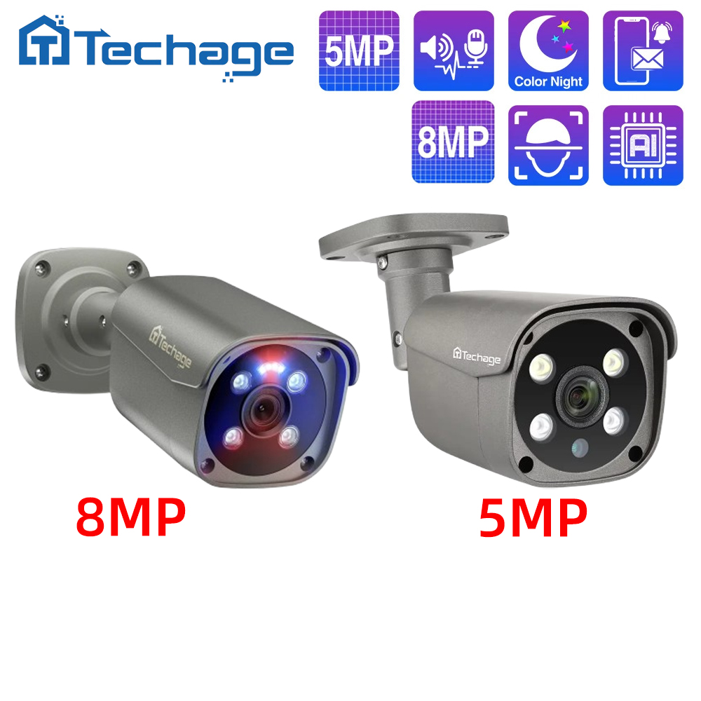 Home Security Ai - Kamera Techage 8MP 5MP 4MP POE